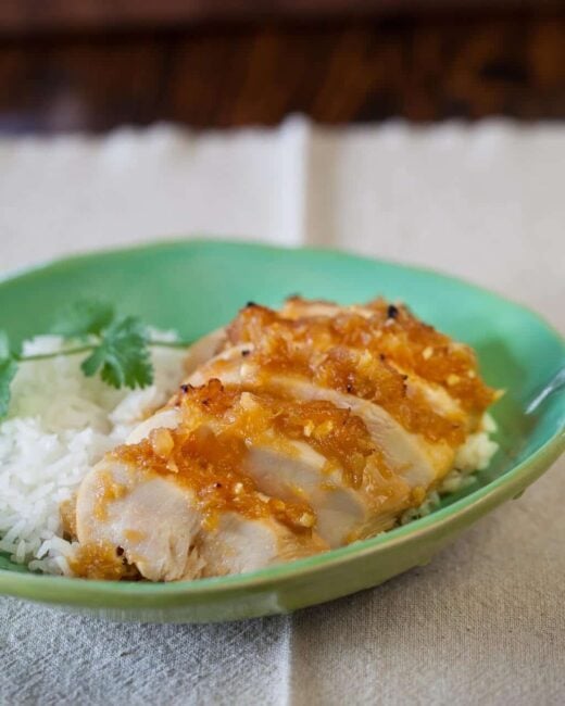 plate with pineapple Chicken 