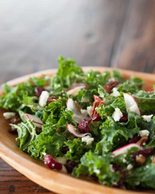 Kale Salad With Cherries And Pecans Steamy Kitchen Recipes Giveaways