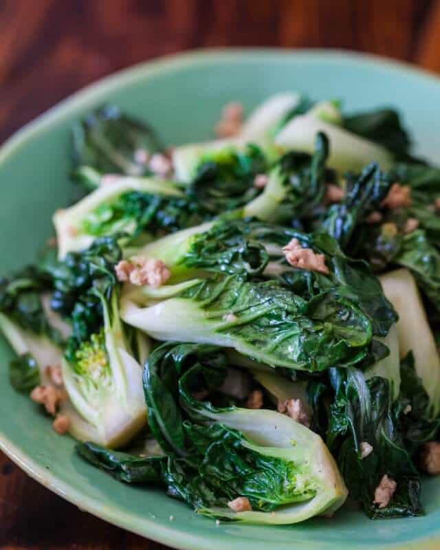 Baby Bok Choy with Ground Chicken Stir Fry • Steamy Kitchen Recipes