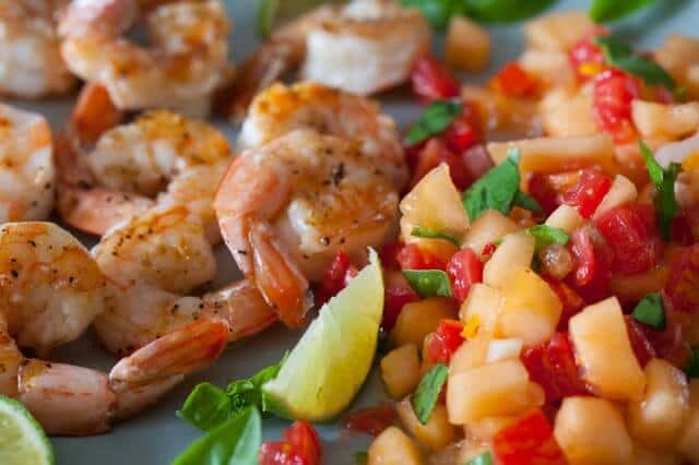 Grilled Shrimp with Cantaloupe-Lime Salsa Recipe
