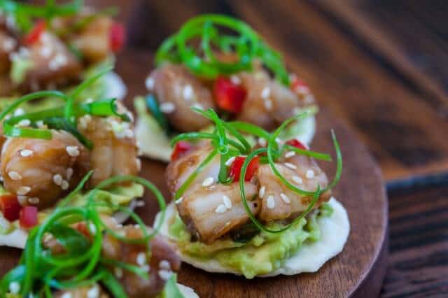 Wasabi Shrimp with Avocado on Rice Cracker Recipe