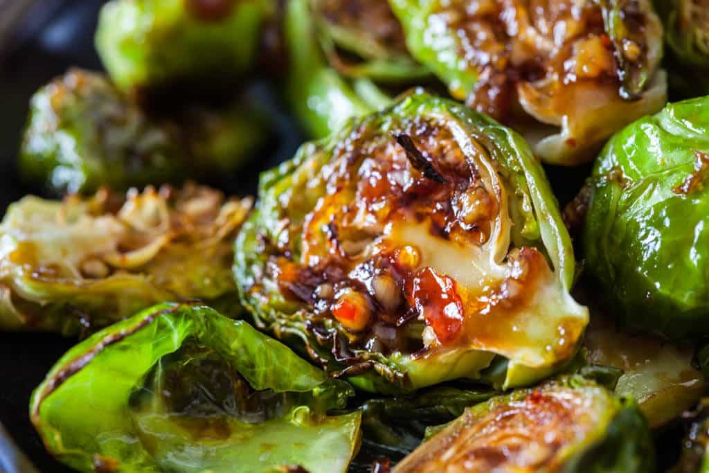 Roasted Brussels Sprouts with Sweet Chili Sauce