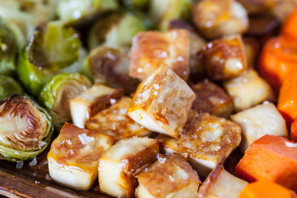 close up of Roasted Tofu and Vegetables 
