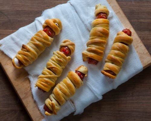 Dough wrapped hot dogs straight from the tomb!