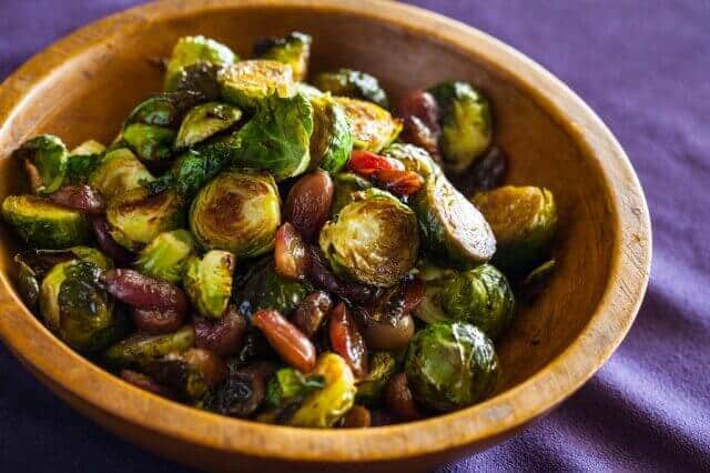 Roasted Brussels Sprouts and Grapes