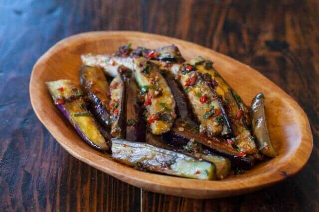 plate Chinese Eggplant with Spicy Garlic Sauce
