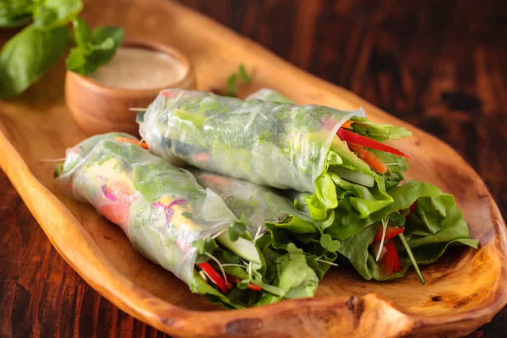 Vietnamese Spring Rolls with Orange-Almond Sauce