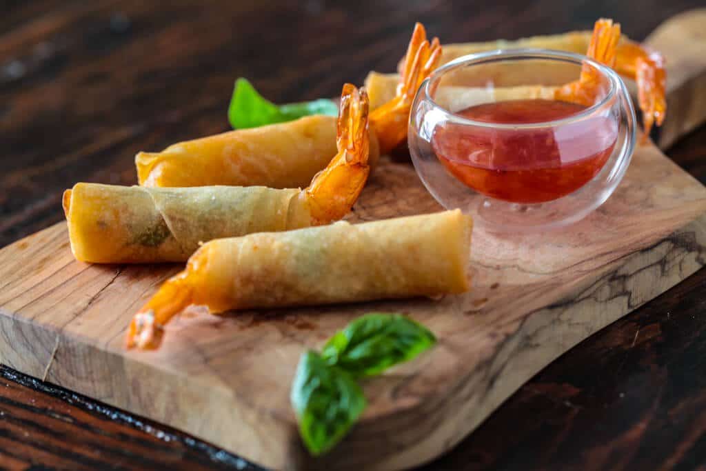 Thai Firecracker Shrimp on table