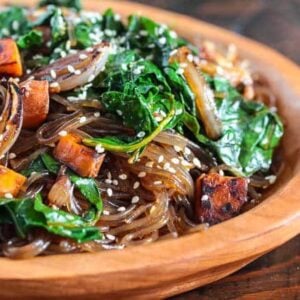 Korean Japchae Noodles Recipe Vegetarian