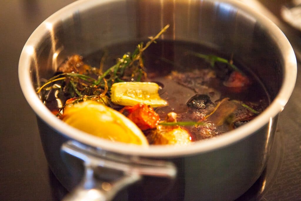 pot with beef broth