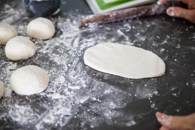 flattened dough for chinese steamed buns 