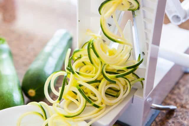 spiralizing zucchini noodles