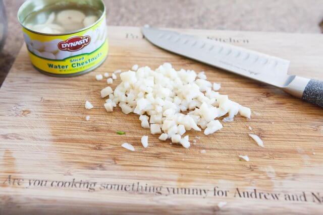 chopped chestnuts for these potsticker dumplings