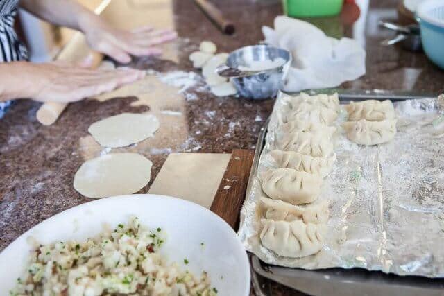 tray of dumplings