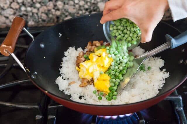 chicken fried rice recipe - add peas
