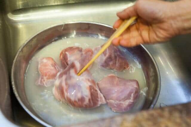 stirring pork