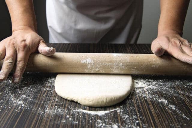 Homemade Udon Noodle Recipe - use big wooden rolling pin