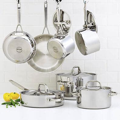 Tri-Ply Clad 12 Pc Stainless Steel Cookware Set with Glass Lids