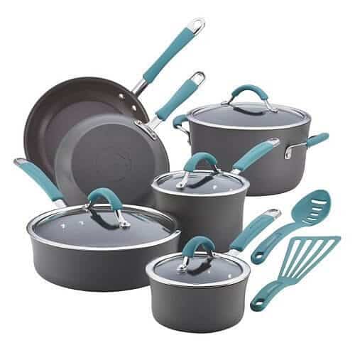 Anolon Achieve 2qt Nonstick Hard Anodized Sauce Pan With Lid Teal : Target