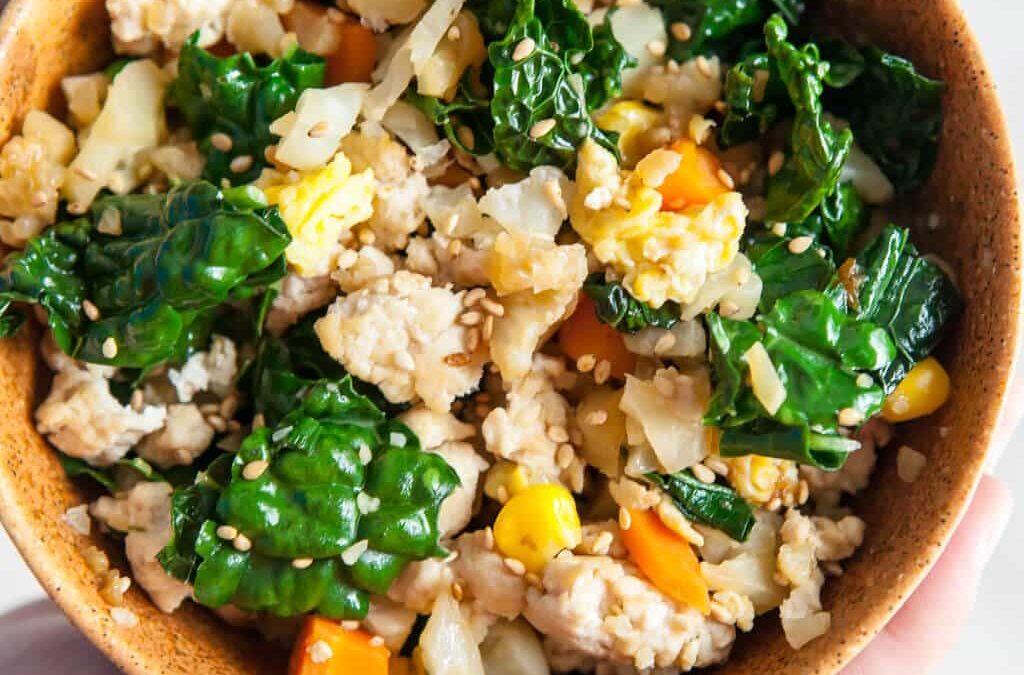 Cauliflower Fried “Rice” with Kale & Chicken Recipe