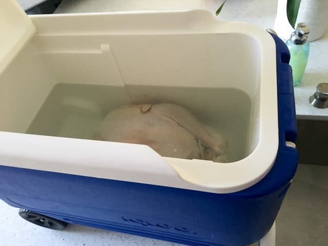 deep fried turkey without oil - brine in cooler