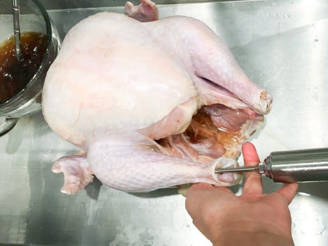 deep fry turkey without oil - inject turkey 2