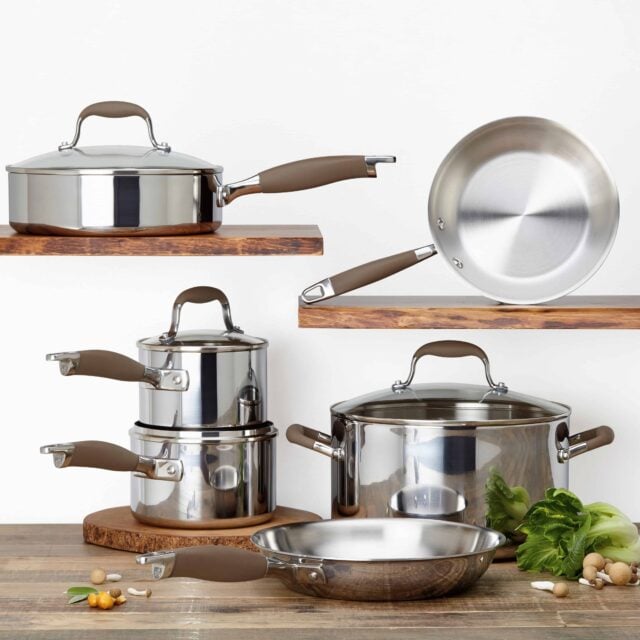 Anolon Tri-ply Clad Cookware 14-in Stainless Steel Cookware Set