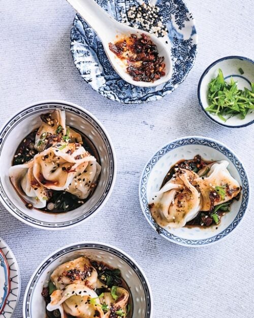 wontons in bowls