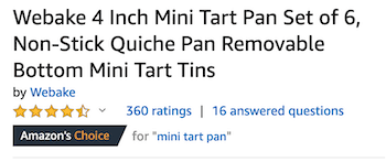 mini baking pans for the tart