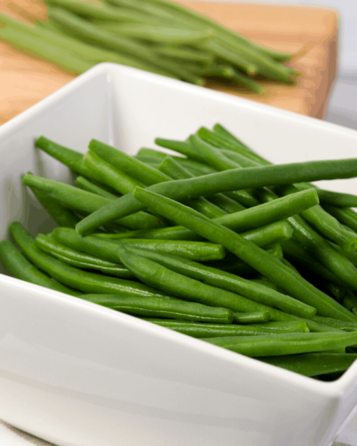 steamed green beans in a bowl