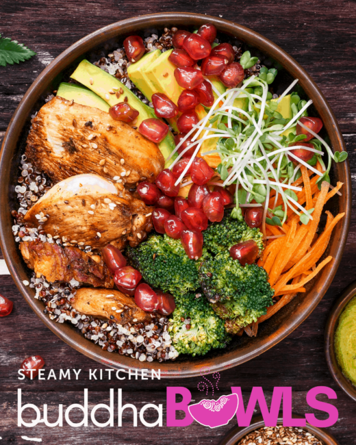 Rotisserie Chicken Buddha Bowl with Sweet Pomegranate Sauce recipe