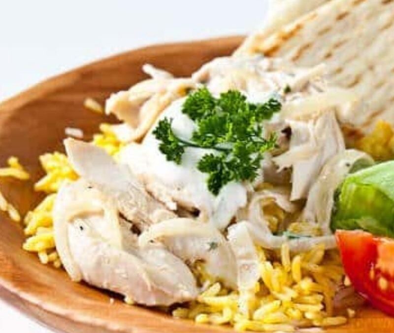 Leftover Turkey Recipe: Halal Cart Style Turkey and Rice with White Sauce