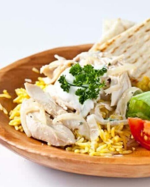Leftover Turkey Recipe: Halal Cart Style Turkey and Rice with White Sauce