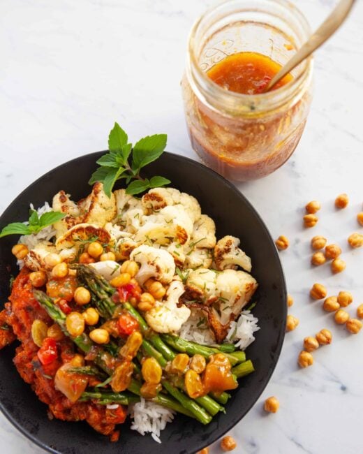 Masala Turkey Buddha Bowl with 10-Minute Mango & Golden Raisin Chutney