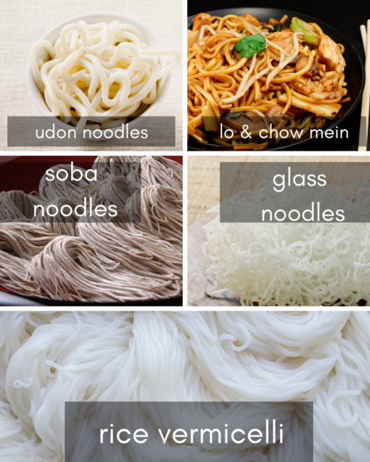 different kinds of asian noodles 