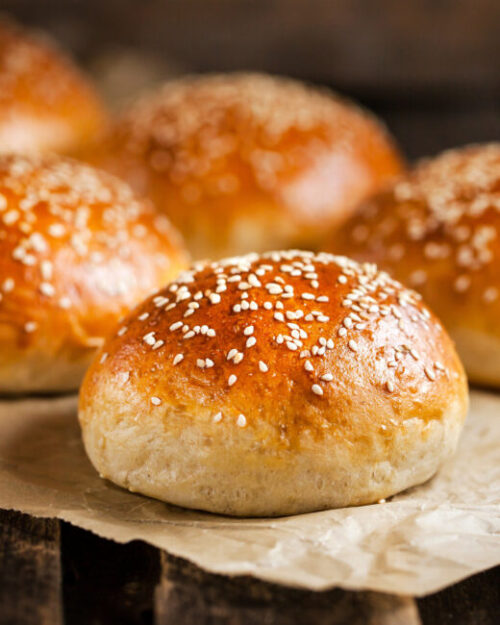 Chinese sweet coconut buns with sesame seeds