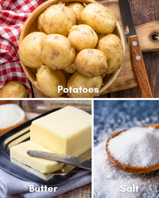 Ingredients for baked potato.