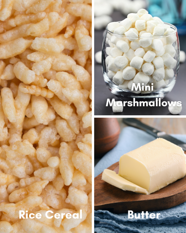 Ingredients for rice krispie treats.