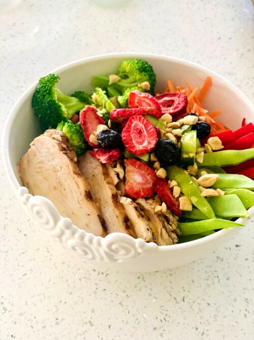 Grilled Chicken Buddha Bowl Recipe closeup