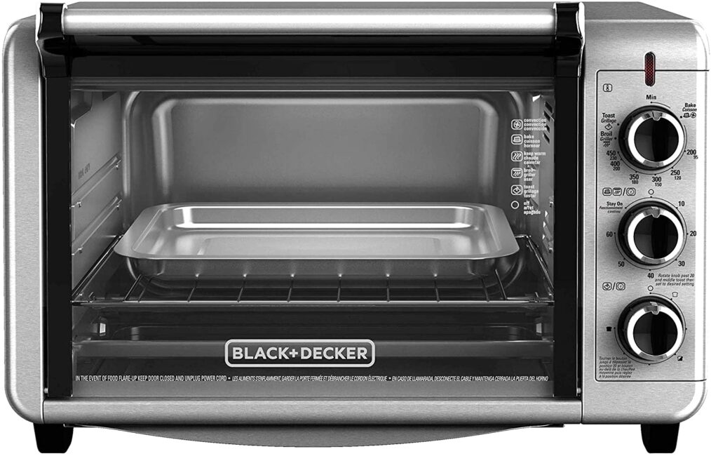  Black+Decker TO3210SSD 6-Slice Convection Countertop Toaster Oven, Silver