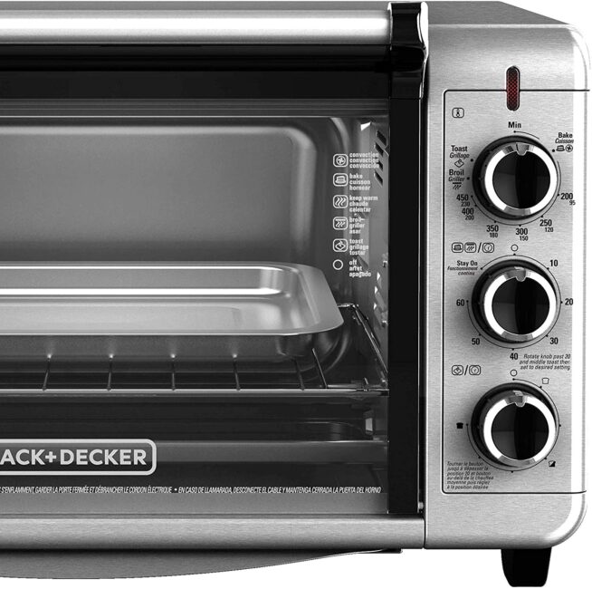 Black+Decker TO3210SSD 6-Slice Convection Countertop Toaster Oven, Silver