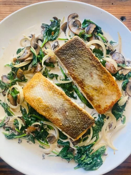 Pan Fried Fish With Creamed Spinach, Recipe