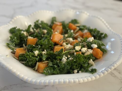 Finished Roasted Squash, Kale & Feta Salad