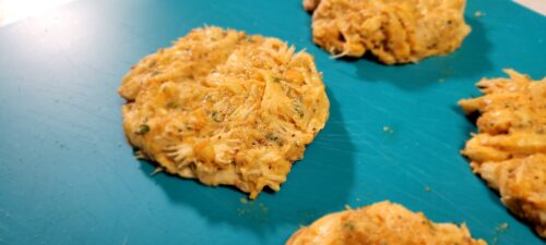 Form the Lion's Mane Crab Cake mixture into rounds
