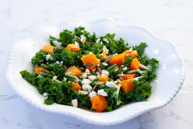 Roasted Squash, Kale & Feta Salad with Walnut Vinaigrette Recipe