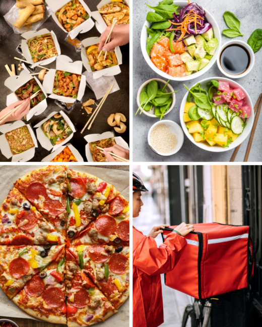 Collage of takeout food 