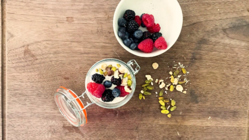 nuts and berries in oatmeal