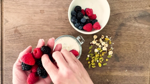 berries and nuts in oatmeal