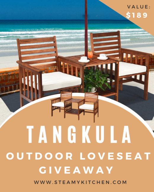 December Tangkula Acacia Wood Loveseat GIveaway