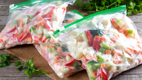 baggies of frozen produce